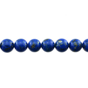 Stabilized Turquoise with Shell Round 12mm - Navy Blue - Loose Beads
