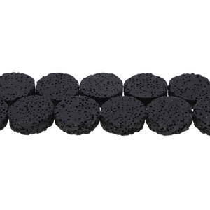 Black Volcanic Lava Rock Coin Flat 20mm x 20mm x 7mm - Loose Beads
