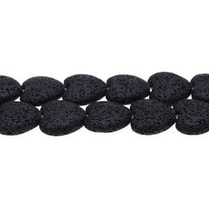Black Volcanic Lava Rock Heart Puff 20mm x 20mm x 7mm - Loose Beads