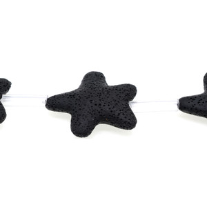 Black Volcanic Lava Rock Starfish 40mm x 40mm x 11mm - Loose Beads
