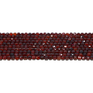 Garnet Cube Faceted Diamond Cut 4mm - Loose Beads