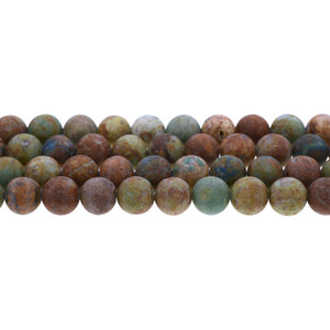 Brown Chrysocolla Round Frosted 10mm - Loose Beads