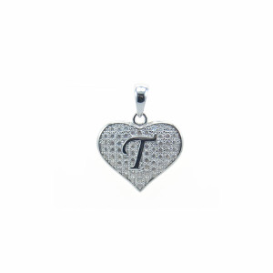 Sterling Silver Heart T (Micro Setting)