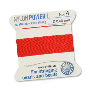 Griffin NylonPower Cord 2m 1 Needle - Size 4 Red