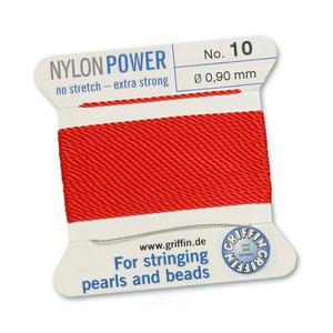 Griffin NylonPower Cord 2m 1 Needle - Size 10 Red