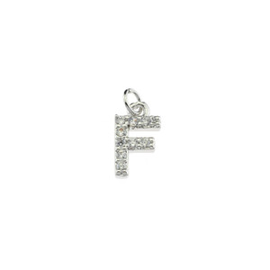 13mm Microset White CZ Letter F (Rhodium Plated) - 2/Pack