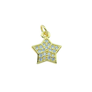 11mm Microset White CZ Star Charm (Gold Plated)