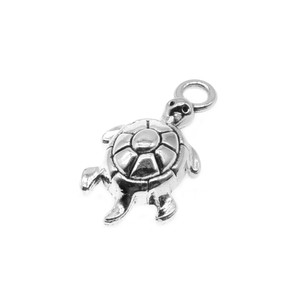 Pewter One Sided Turtle Charm 12mm x 23.5mm x 5.9mm (26 Pcs)