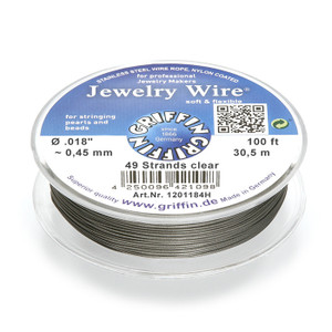 Jewelry Wire .018 inch~0,45mm/49 strands clear, 100ft~30,5m spool