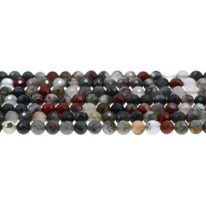 African Bloodstone Round Faceted Diamond Cut 6mm - Loose Beads