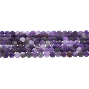 Amethyst Banded Round Frosted 6mm - Loose Beads