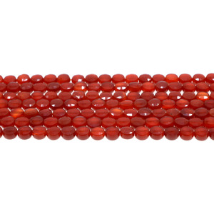 Carnelian Coin Puff Faceted Diamond Cut 6mm x 6mm x 3mm - Loose Beads
