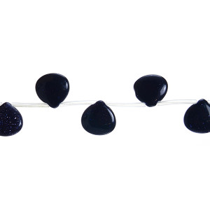 Blue Gold Stone Drop Puff Side Drilled 13mm x 13mm x 4mm - Loose Beads