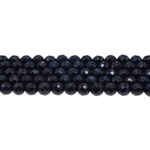 Blue Gold Stone Round Faceted 8mm - Loose Beads