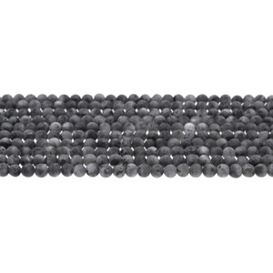 Larvikite Black Labradorite Round Frosted 4mm - Loose Beads