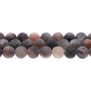 Black Multi-Color Moonstone AA Round Frosted 12mm - Loose Beads