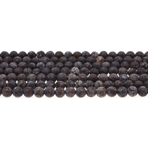 Chinese Snowflakes Obsidian Round Frosted 6mm - Loose Beads