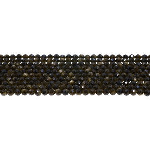 Golden Obsidian Round Faceted Diamond Cut 4mm - Loose Beads