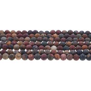 Red Picasso Jasper Round Frosted 6mm - Loose Beads