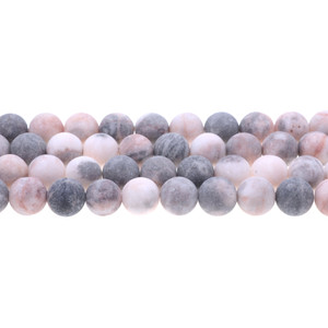 Pink Zebra Jasper Round Frosted 10mm - Loose Beads