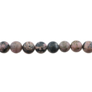Rhodonite Round Frosted 10mm - Loose Beads