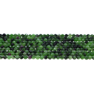 Ruby in Zoisite Anyolite Round Faceted Diamond Cut 4mm - Loose Beads