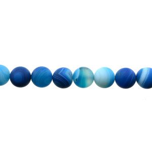 Blue Sardonyx Round Frosted 10mm - Loose Beads
