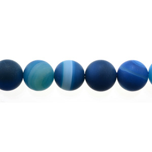 Blue Sardonyx Round Frosted 12mm - Loose Beads
