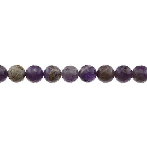 Flower Amethyst Round Faceted 10mm - Loose Beads
