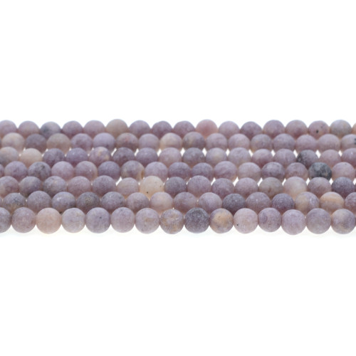 Lepidolite AB Round Frosted 6mm - Loose Beads