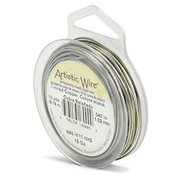 Artistic Wire, 18 Gauge (1.0 mm), Tinned Copper, 10 yd (9.1 m)