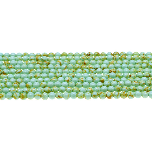 Antique Green Stabilized Turquoise Round 4mm - Loose Beads