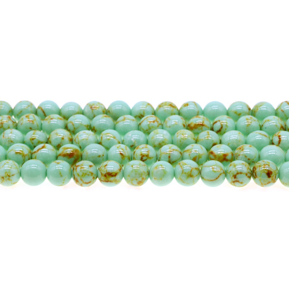 Antique Green Stabilized Turquoise Round 8mm - Loose Beads