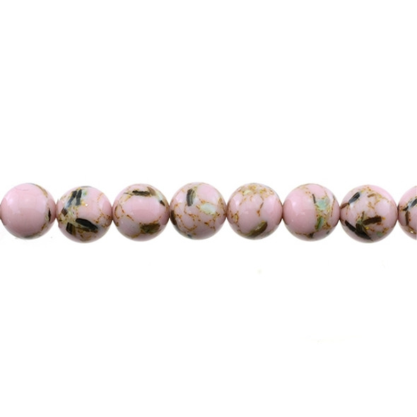 Stabilized Turquoise with Shell Round 10mm - Pink - Loose Beads