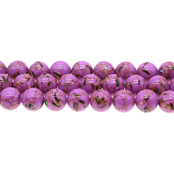 Stabilized Turquoise with Shell Round 12mm - Purple - Loose Beads