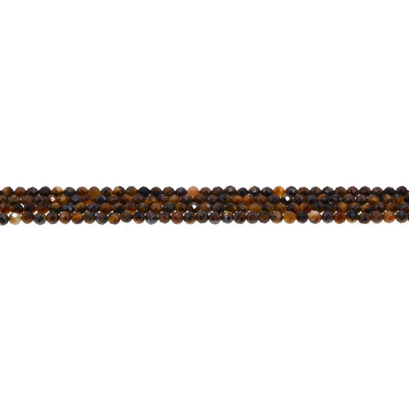 Tiger Eye AB Round Faceted Diamond Cut 3mm - Loose Beads