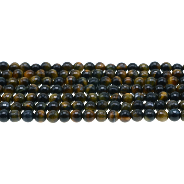Blue Yellow Tiger Eye Round 6mm - Loose Beads