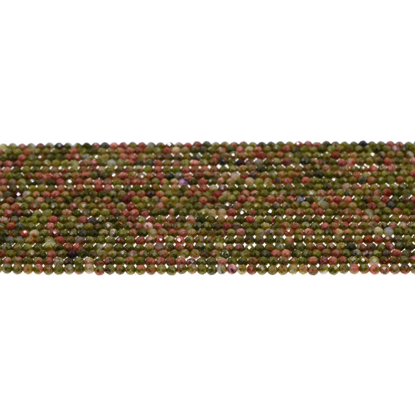 Unakite Round Faceted Diamond Cut 2mm - Loose Beads