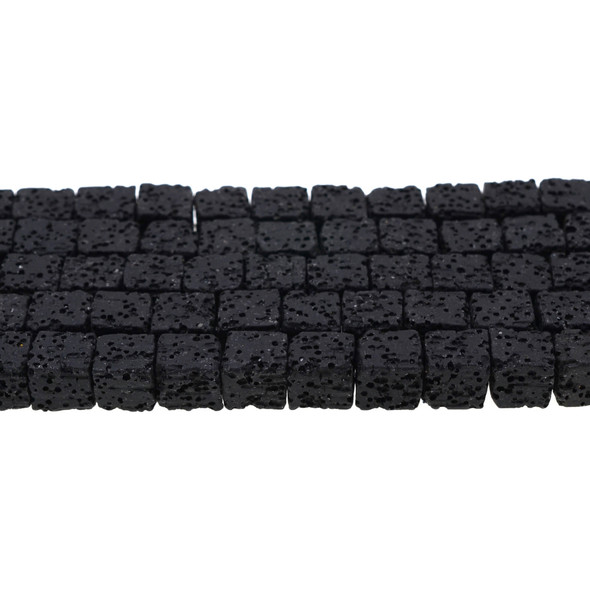 Black Volcanic Lava Rock Cube 8mm - Loose Beads