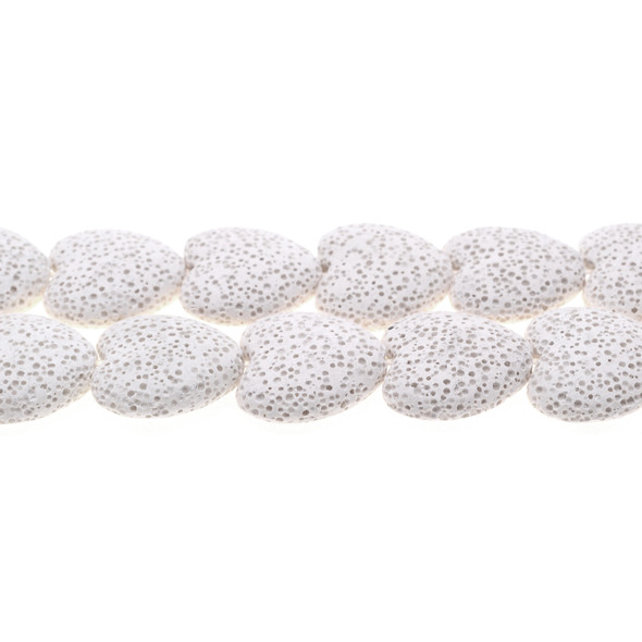 White Volcanic Lava Rock Heart Puff 20mm x 20mm x 7mm - Loose Beads