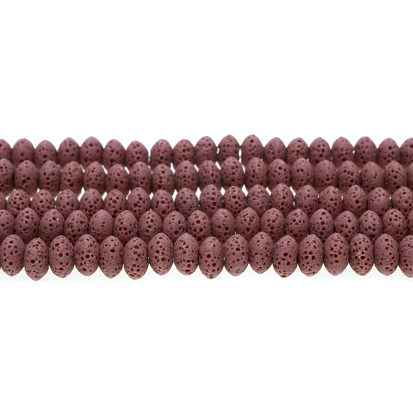 Rose Volcanic Lava Rock Abacus 8mm x 8mm x 5mm - Loose Beads