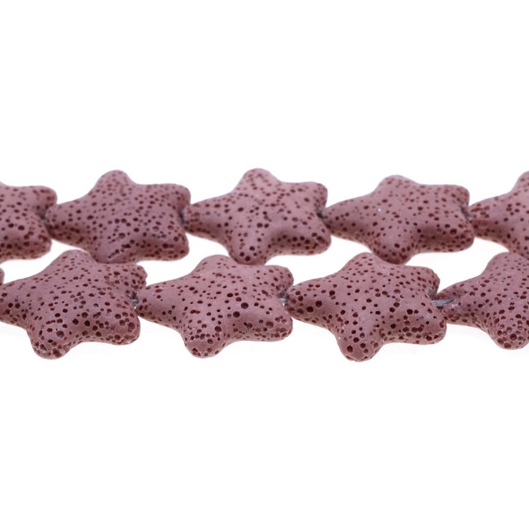 Rose Volcanic Lava Rock Starfish 25mm x 25mm x 9mm - Loose Beads