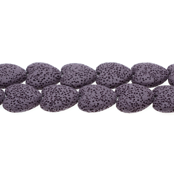 Purple Volcanic Lava Rock Heart Puff 20mm x 20mm x 7mm - Loose Beads