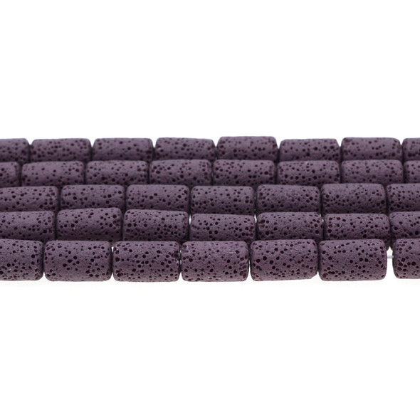 Purple Volcanic Lava Rock Tube 8mm x 8mm x 15mm - Loose Beads