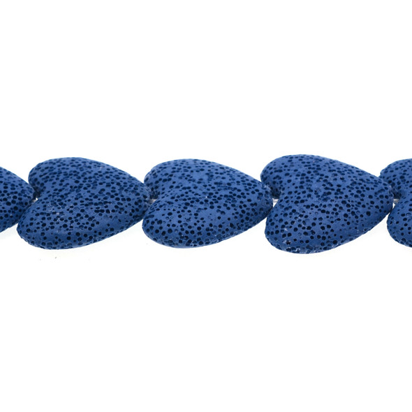 Sapphire Volcanic Lava Rock Heart Puff 27mm x 27mm x 9mm - Loose Beads