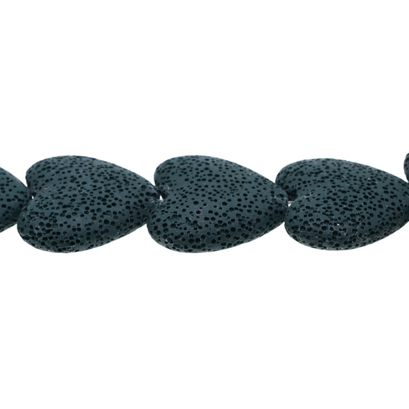 Blue Zircon Volcanic Lava Rock Heart Puff 27mm x 27mm x 9mm - Loose Beads