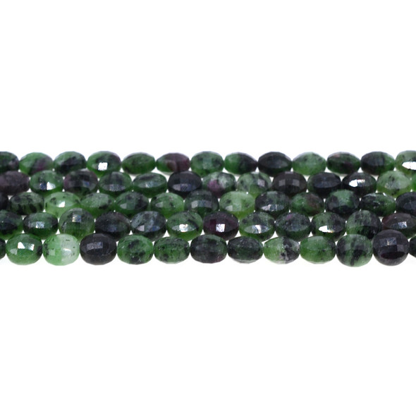 Ruby In Zoisite Anyolite Coin Puff Faceted Diamond Cut 8mm x 8mm x 5mm - Loose Beads