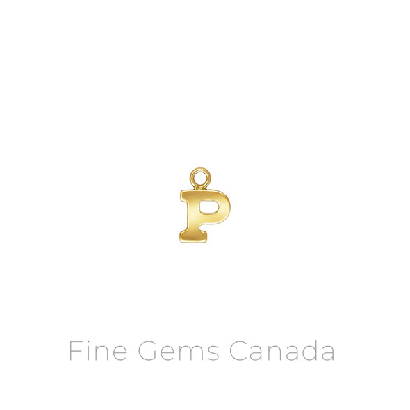 14K Gold Filled - P Letter Charm (8.0mm x 0.5mm Thick) - 2/pack