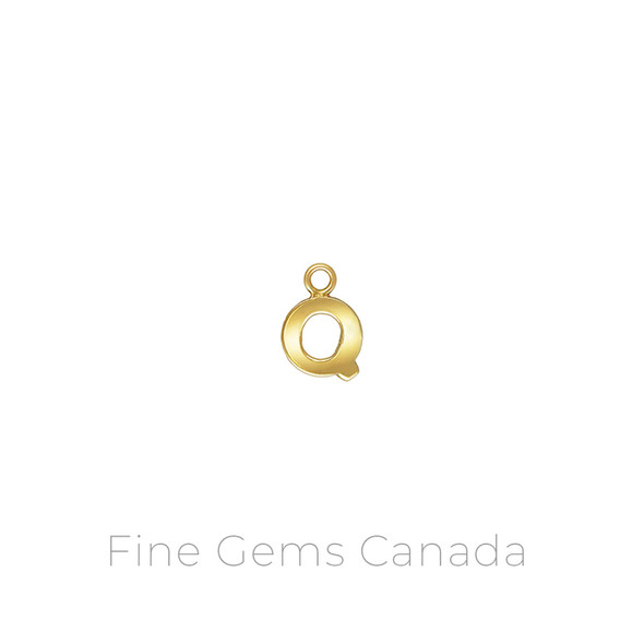 14K Gold Filled - Q Letter Charm (8.0mm x 0.5mm Thick) - 2/pack