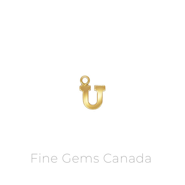14K Gold Filled - U Letter Charm (8.0mm x 0.5mm Thick) - 2/pack